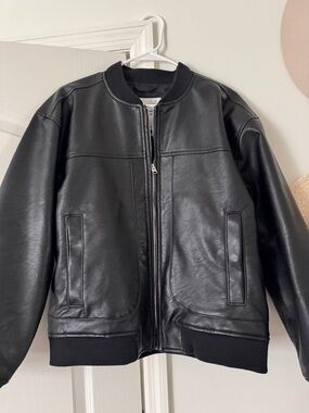 Abercrombie & Fitch Black Leather Bomber Jacket - Men